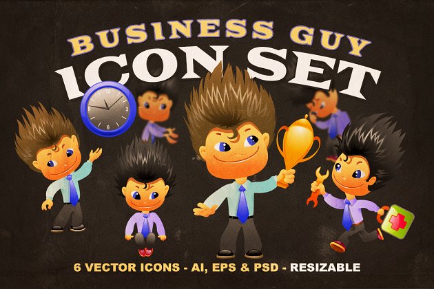 卡通插画素材集 Business Guy Icon Set
