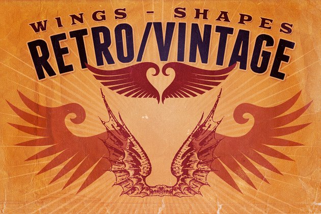经典翅膀矢量插画 Retro/Vintage shapes – Wings