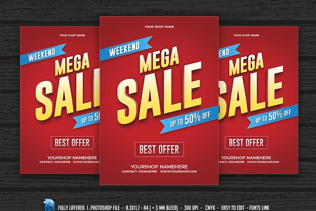 大型电商销售传单 Mega Sale Flyer