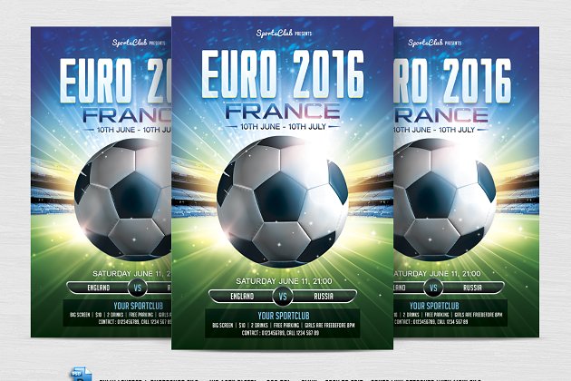 世界杯宣传海报模板 Euro 2016 FLyer