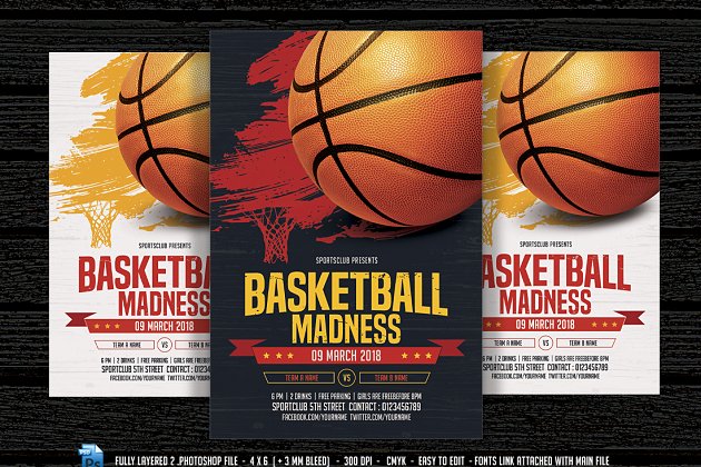 疯狂篮球海报制作模板 Basketball Madness Flyer
