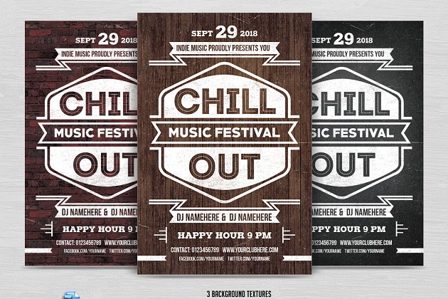 音乐海报设计模板 Chill Out Music Fest Flyer