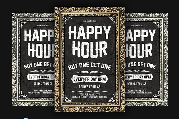 欢乐时光海报设计模板 Happy Hour Flyer