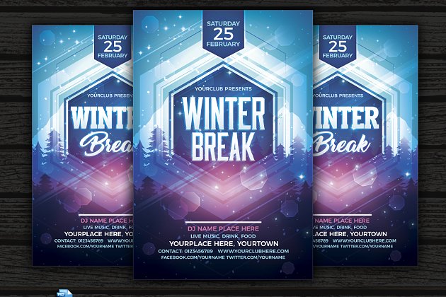 冬季晚会海报设计 Winter Break Flyer