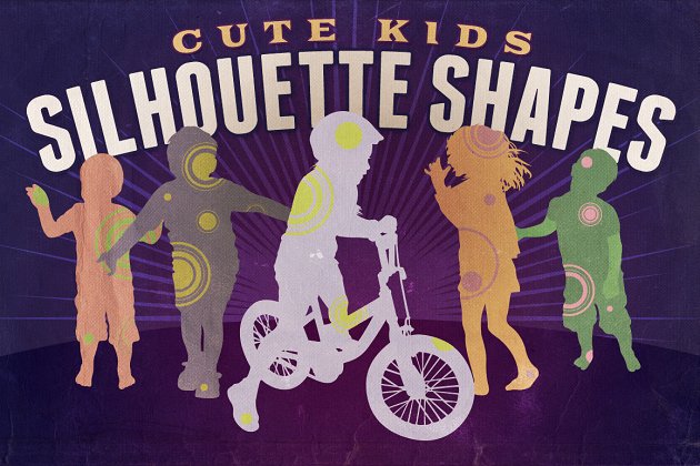 可爱的小孩图形素材 Silhouette shapes – Cute Kids
