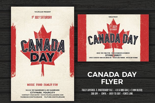 加拿大节日元素模板 Canada Day Flyers