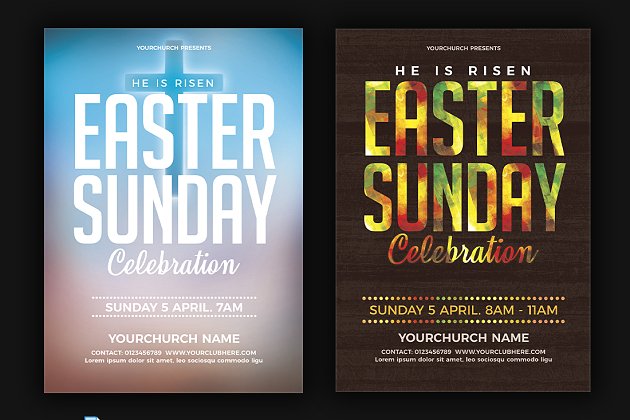 复活节传单海报 Easter Sunday Flyer Poster