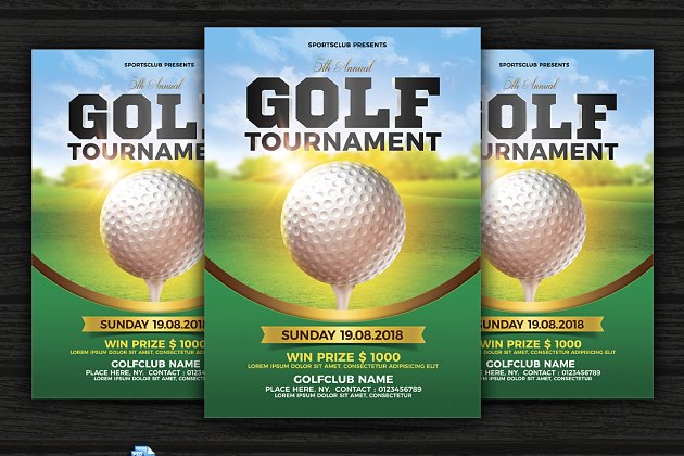 高尔夫锦标赛传单设计模板 Golf Tournament Flyer