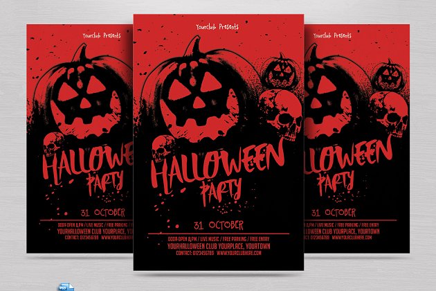 万圣节派对传单模板 Halloween Party Flyer
