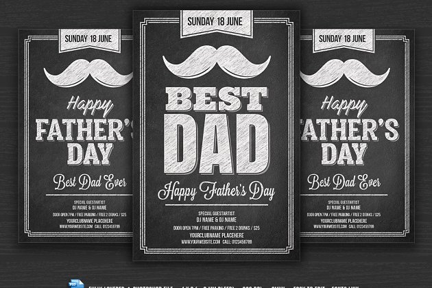 父亲节黑板粉笔海报制作 Fathers Day Chalk Flyer