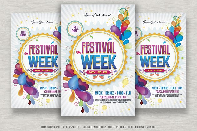 节日庆祝海报设计 Festival Week Flyer