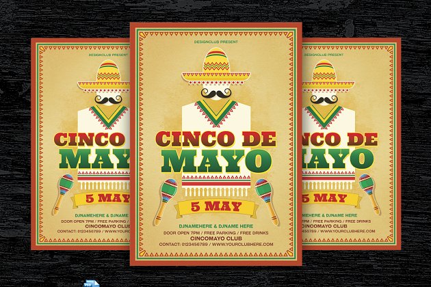 墨西哥海报设计模板 Cinco De Mayo Flyer