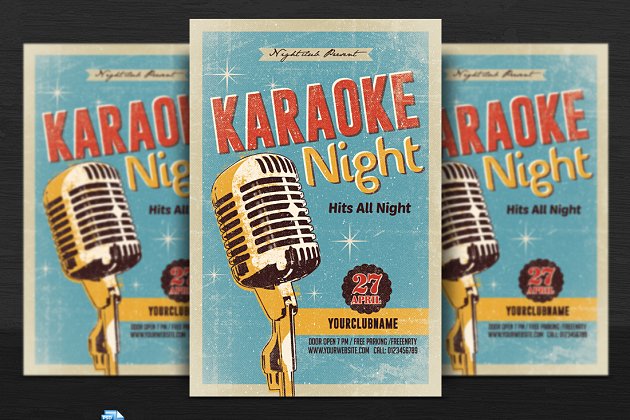 卡拉ok宣传海报 Karaoke Night Flyer