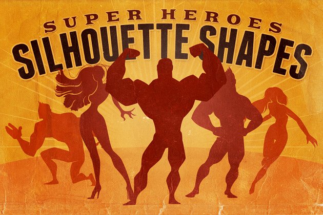 超级英雄剪影形状素材 Silhouette Shapes – Super Heroes