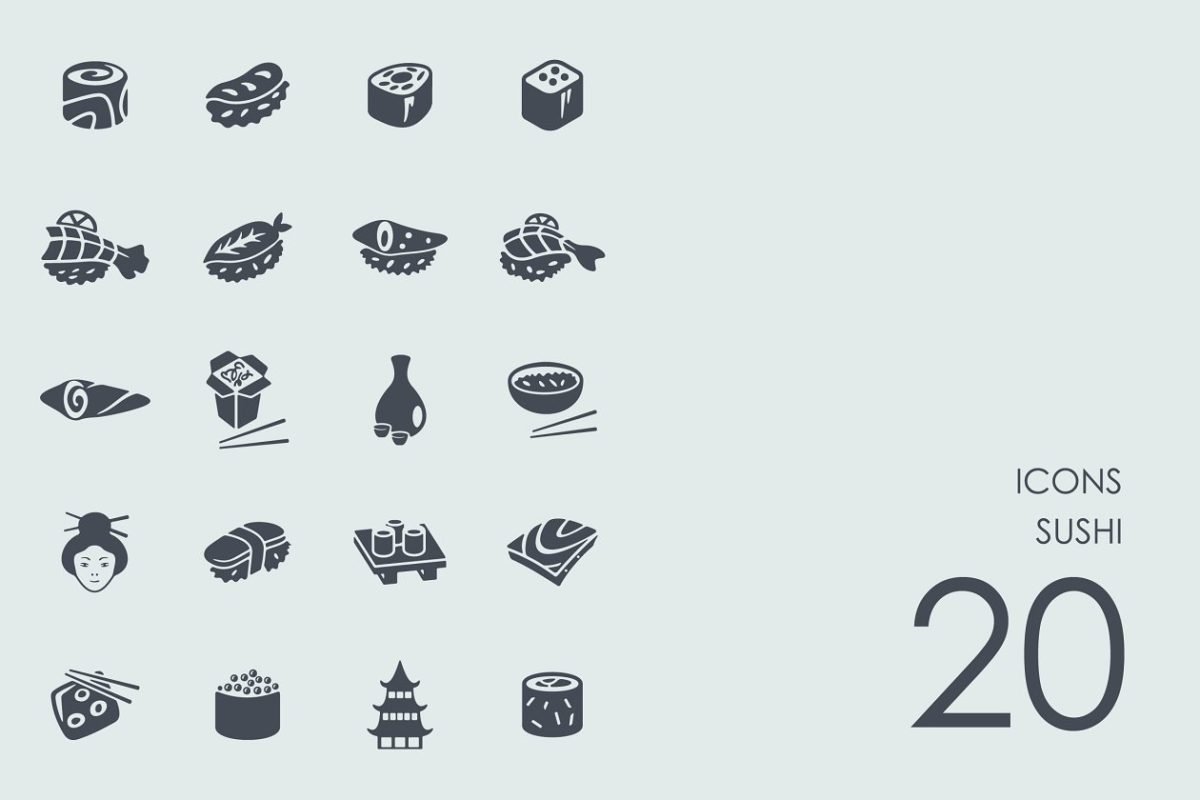 寿司矢量图标素材 Sushi icons