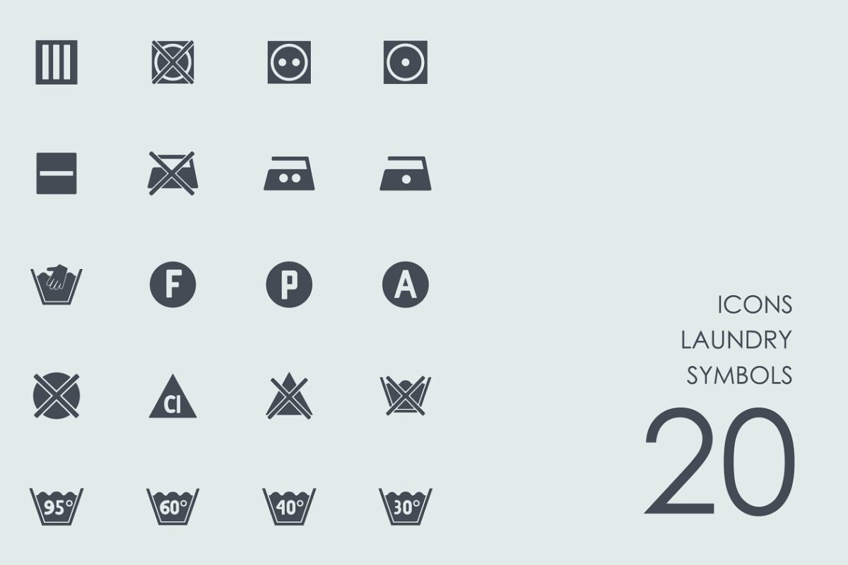 洗衣符号图标 Laundry symbols icons