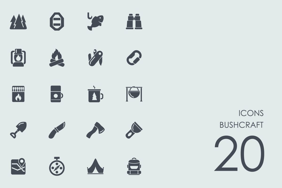 救生工具图标 Bushcraft icons