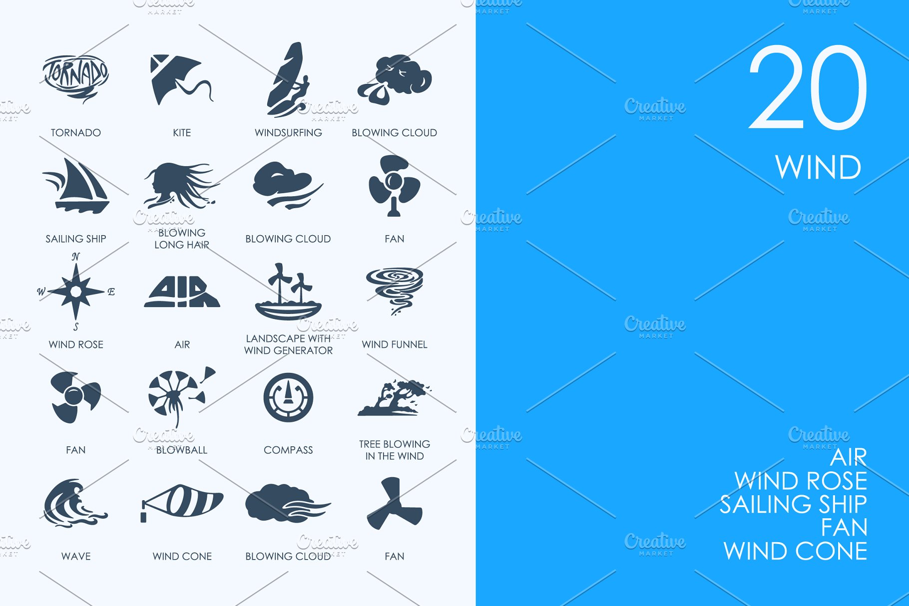 风的天气图标素材 Wind icons - 云瑞设计