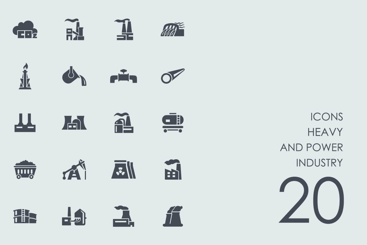 重工业和电力工业的标志 Heavy and power industry icons