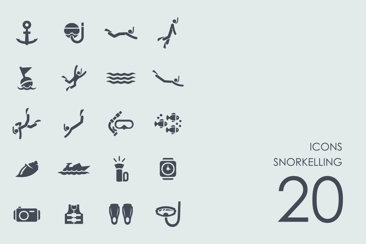 浮潜的图标素材 Snorkelling icons