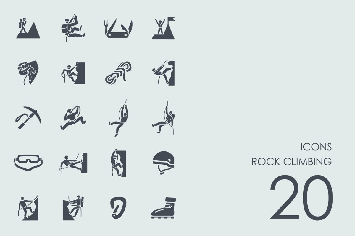 户外攀岩图标素材 Rock climbing icons