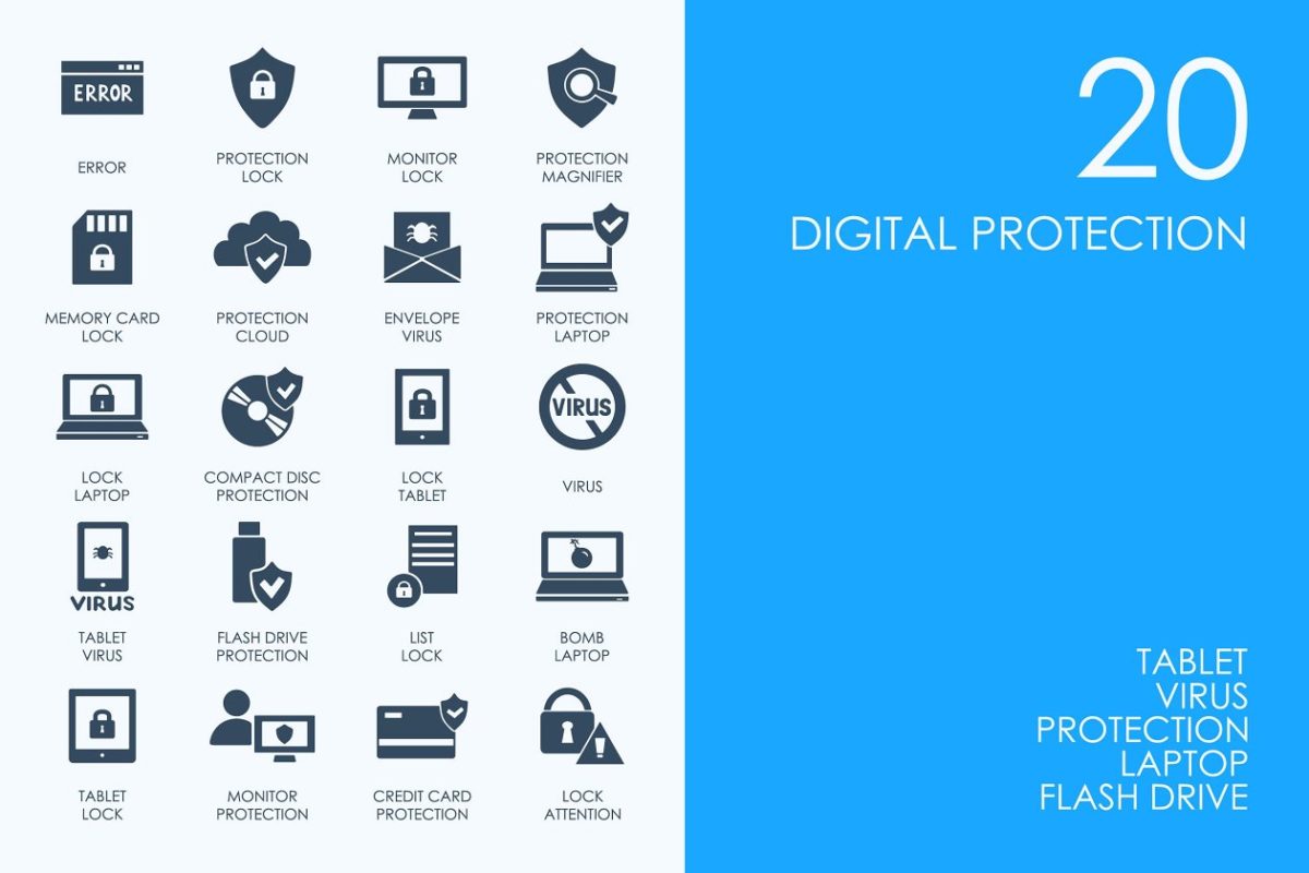 版权数字保护图标 Digital protection icons