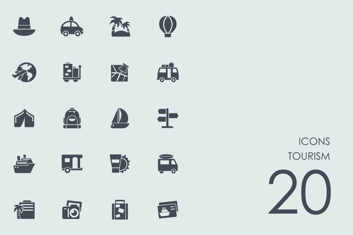 旅行主题的图标素材 Tourism icons