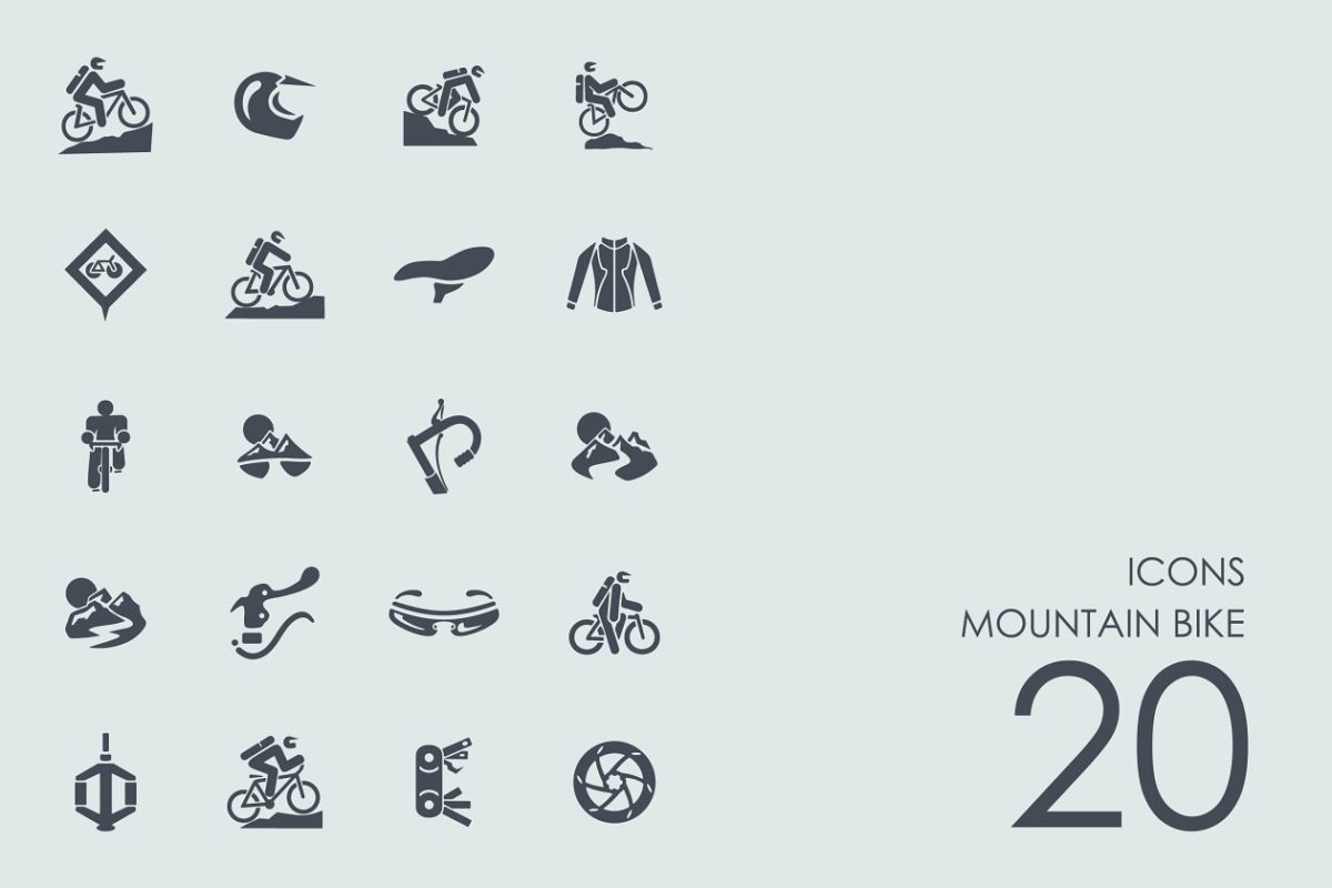 山地自行车图标素材 Mountain bike icons