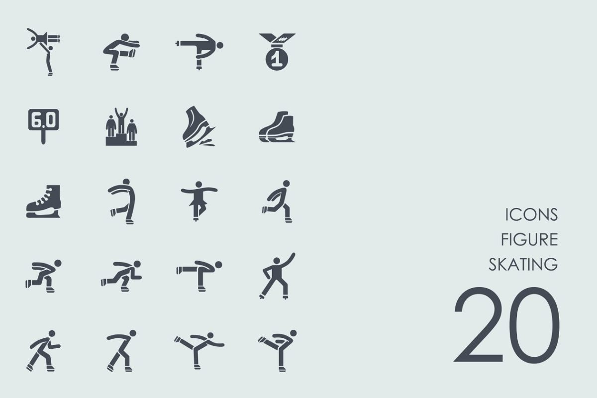 花样滑冰的图标素材 Figure skating icons