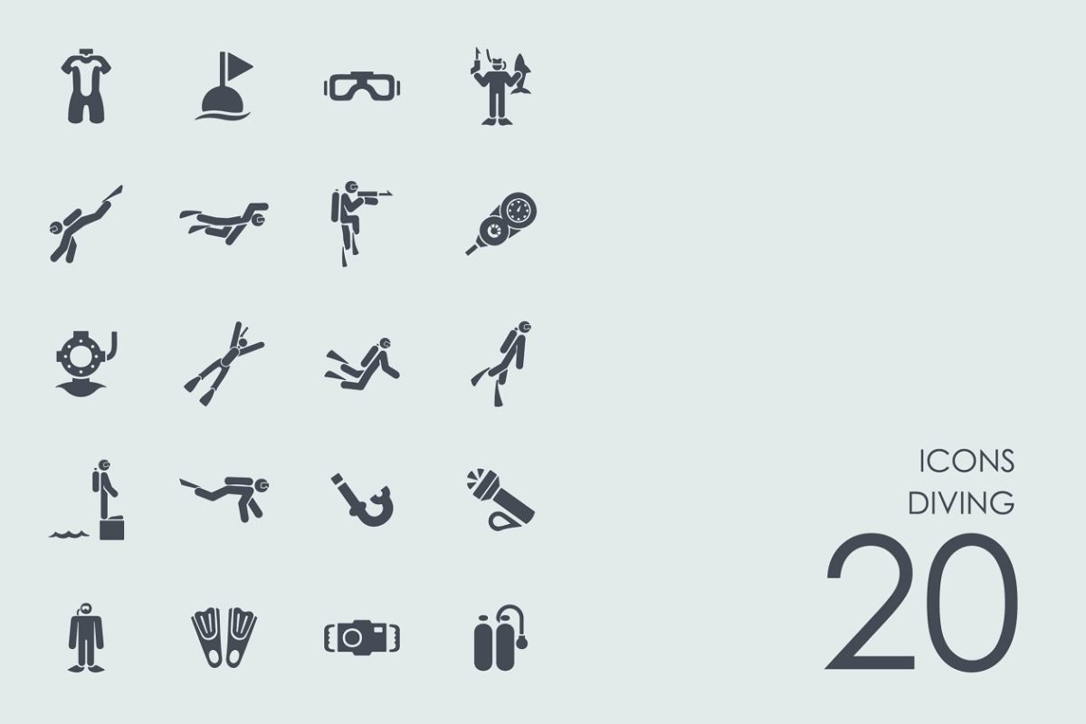 潜水图标素材 Diving icons