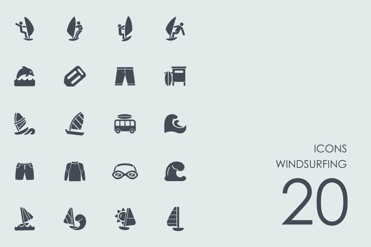冲浪图标素材 Windsurfing  icons