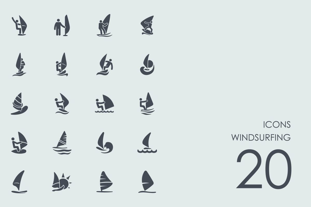 帆板运动图标素材 Windsurfing icons