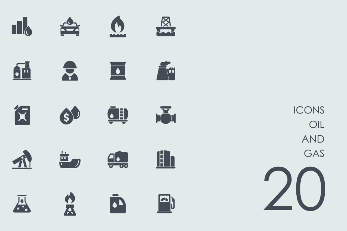 天然气能源图标 Oil and gas icons