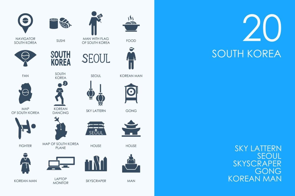 韩国元素矢量图标 South Korea icons
