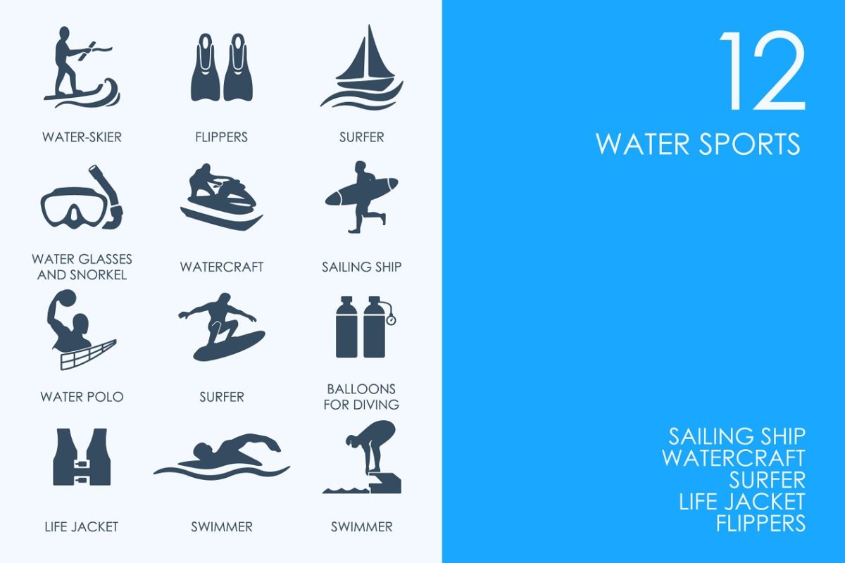 水上运动图标素材 Water sports icons