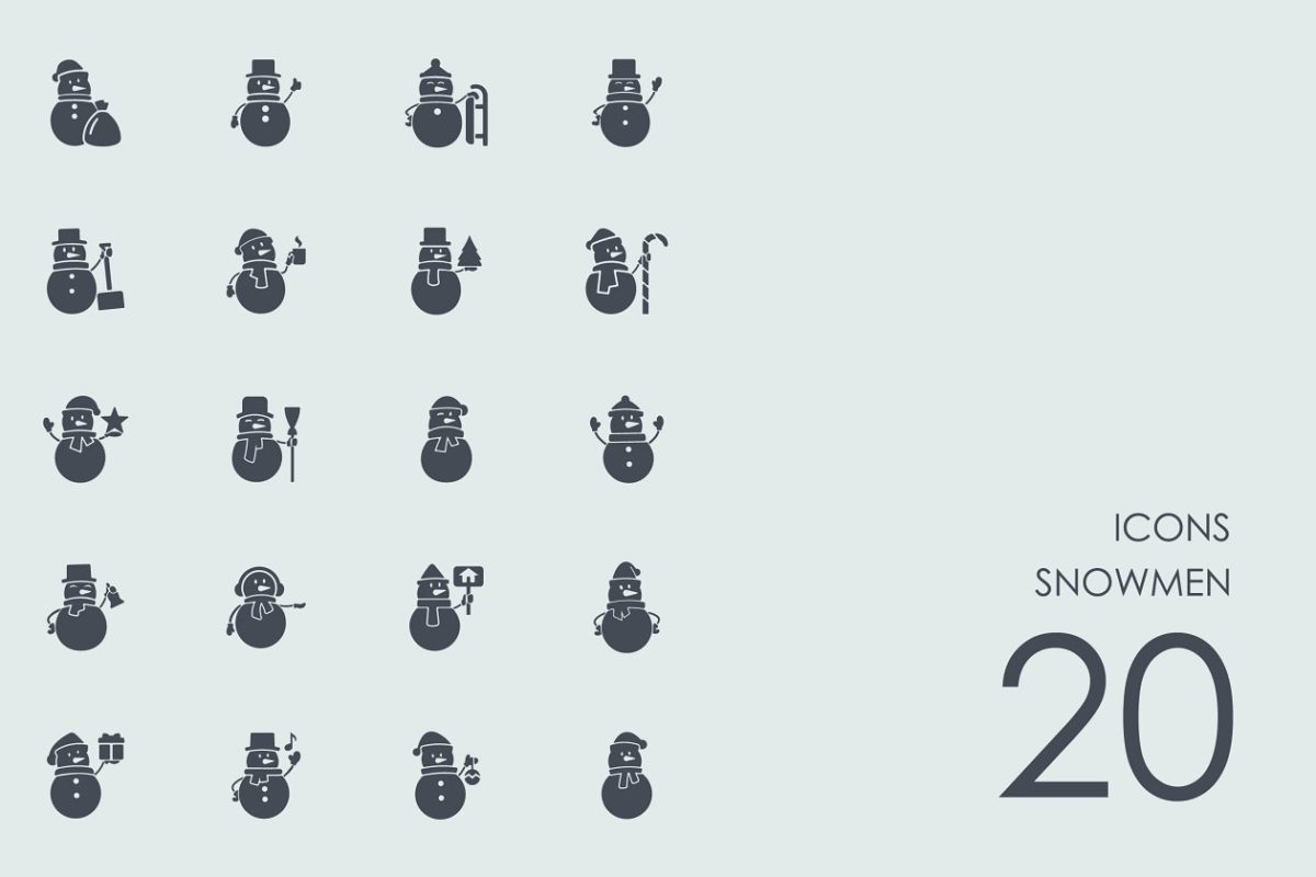 手绘雪人图标素材 Snowmen icons
