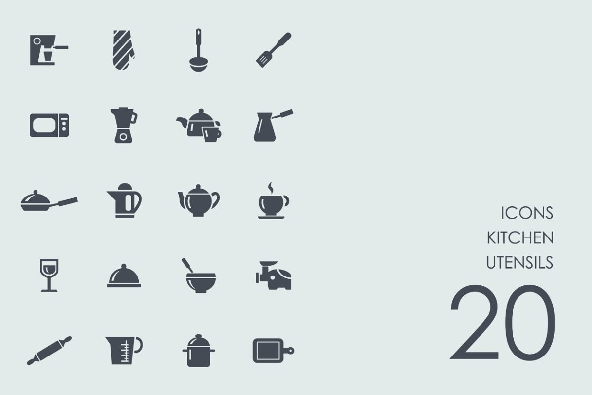 厨房用具的图标素材 Kitchen utensils icons