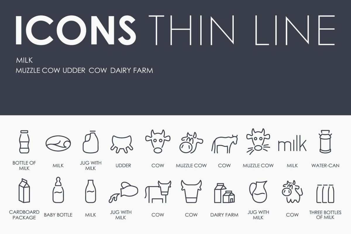 奶制品图标素材 Milk thinline icons