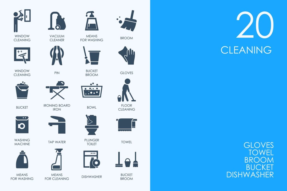 清洁工具图标素材 Cleaning icons