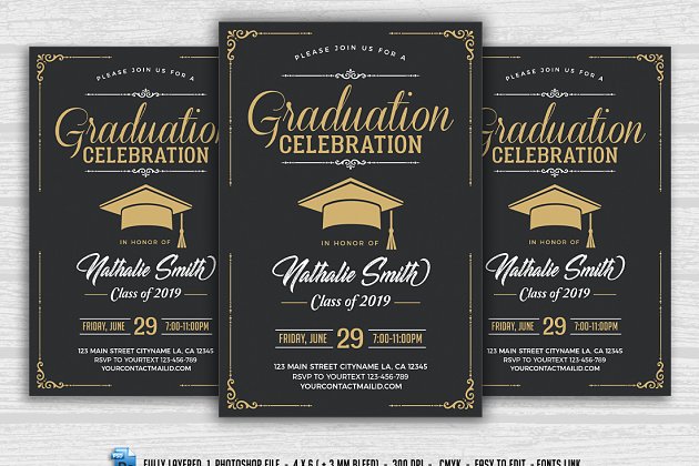 毕业海报设计模板 Graduation Celebration Flyer