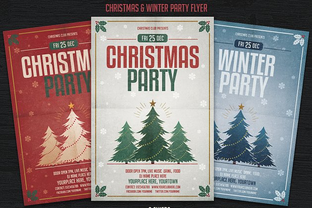 圣诞节冬季派对海报模板 Christmas & Winter Party Flyer