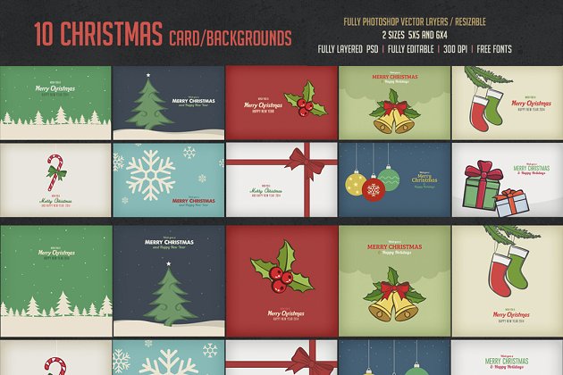 圣诞节元素卡片 Christmas Cards/ Backgrounds