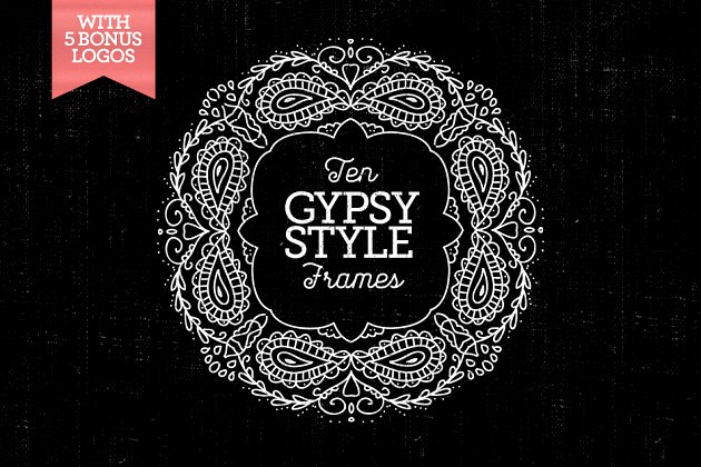 吉普赛风格几何装饰框架 10 Gypsy-Style Frames & 5Bonus Logos