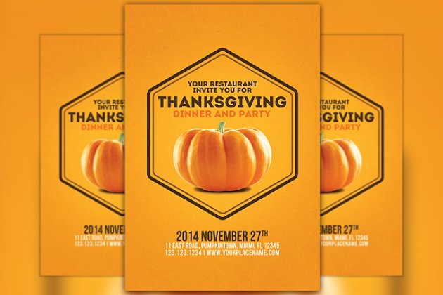 极简主义感恩节宣传海报模板 Minimal Thanksgiving Flyer Template
