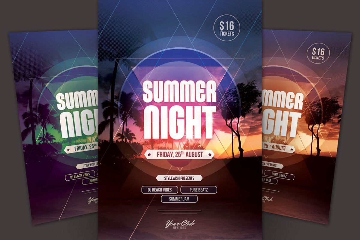 夏季之夜海报模版 Summer Night Flyer Template