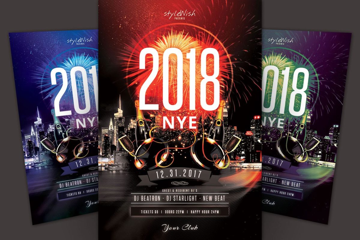 2018新年海报 New Year Flyer Template