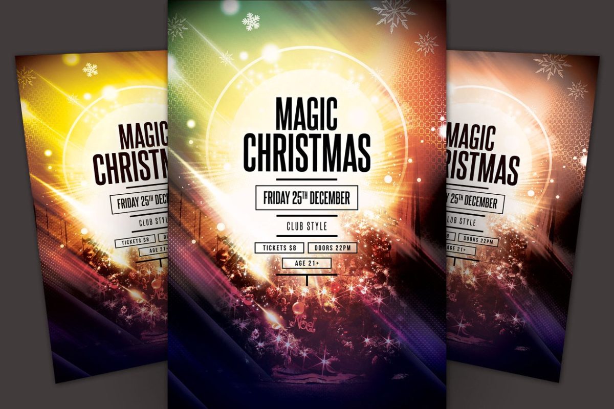 魔幻圣诞节海报模版 Magic Christmas Flyer Template