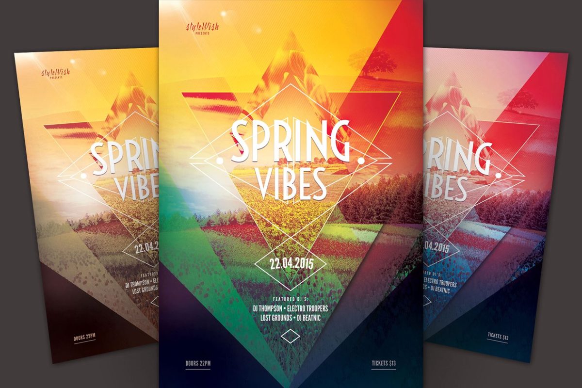 春天主题的海报模版 Spring Vibes Flyer Template