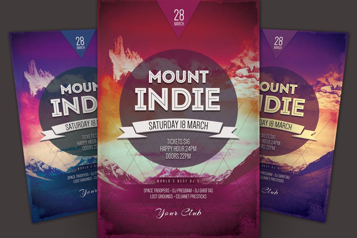 以山为主题的海报模版 Mount Indie Flyer Template