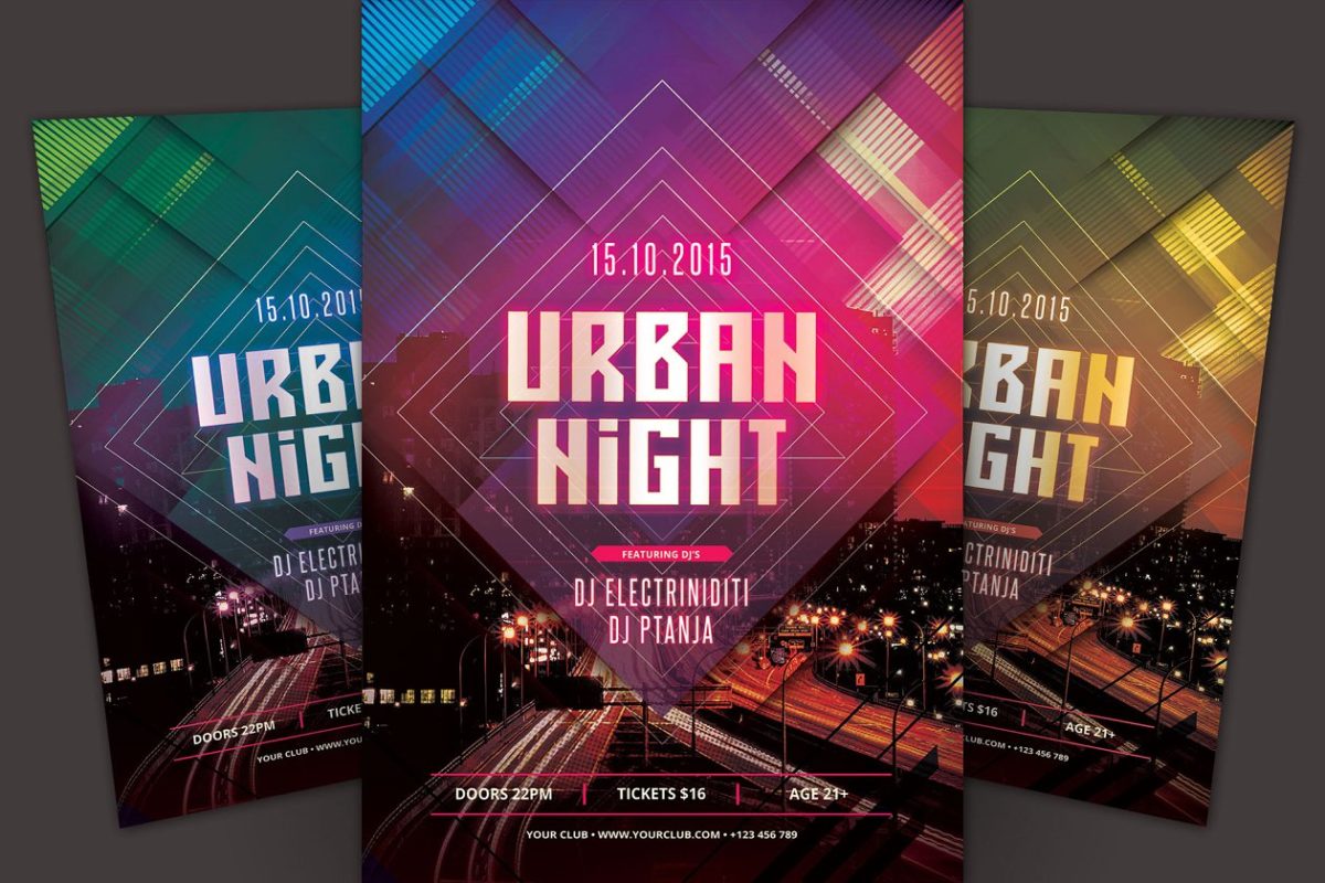 城市海报模版 Urban Night Flyer Template